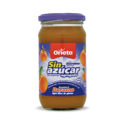 Orieta Mermelada de Durazno Prolight sin azúcar frasco 340 g